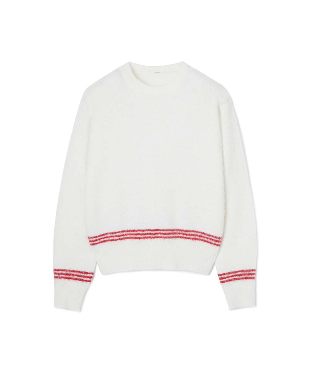 Moon Sun Essential_Unisex Mss Mohair Blend Stripe Knit [White Red] Reference/Unisex-M