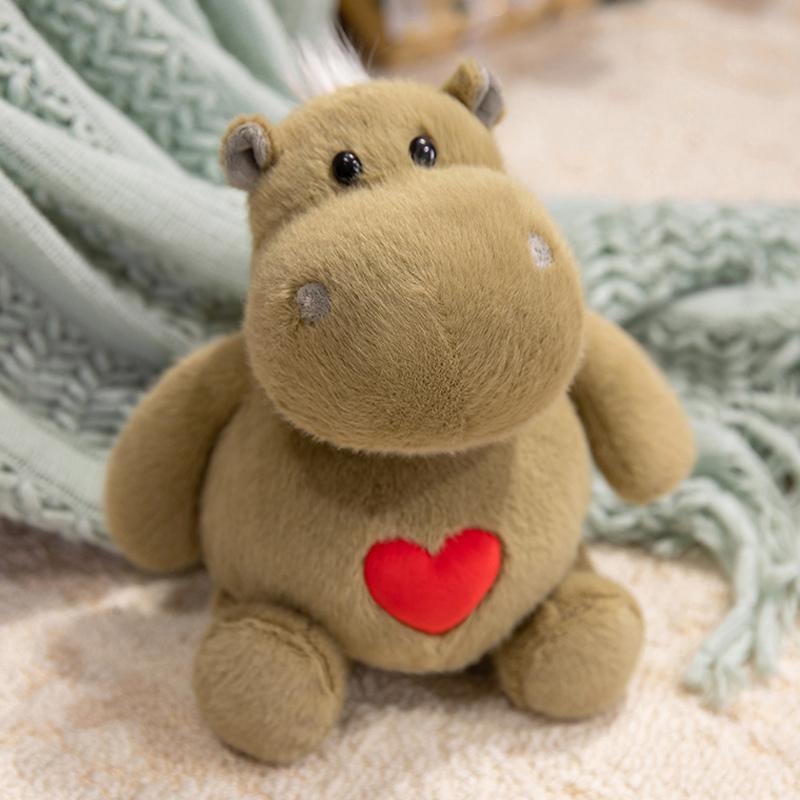 Cute Hippo Plush Toy Hippo With Love Heart Lifelike Ants Plush Doll Soft Stuffed Animal Doll Boys Girls Birthday Holiday Gift