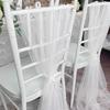 2pcs Pearl Tulle Chair Sashes 75x200cm Organza Fabric Sheer Tulle Chair Drapes For Wedding Party Event Banquet Home Decoration