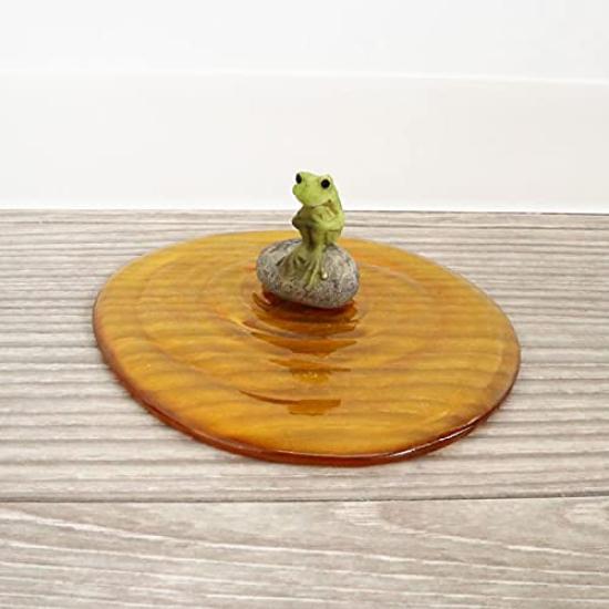 A Cute Figurine with a Frog Sitting On the Water 14 X 13 X 5 Cm Acrylic Cute To Display On the Bay Window or Shelf of a Can Also Be Used As an Small