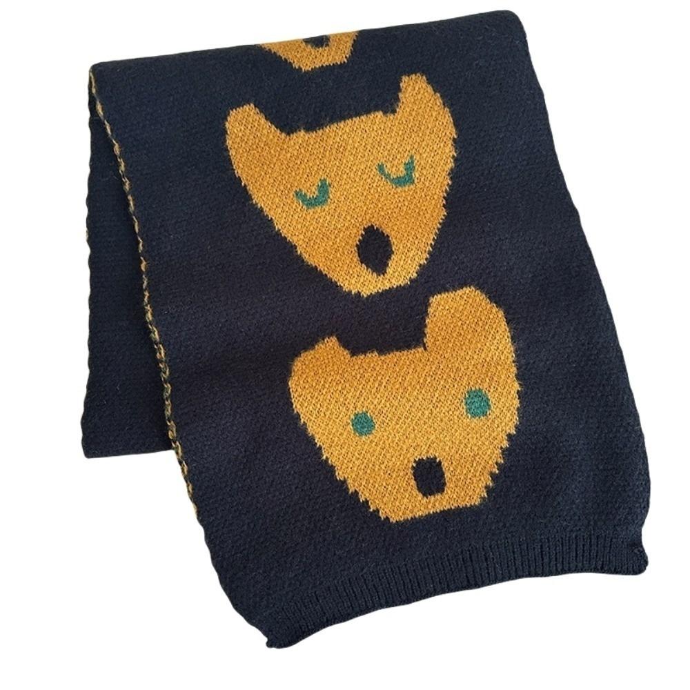 Windproof Puppy Pattern Scarf Lightweight Knitted Shawl Trendy Cashmere Blend Scarf Winter