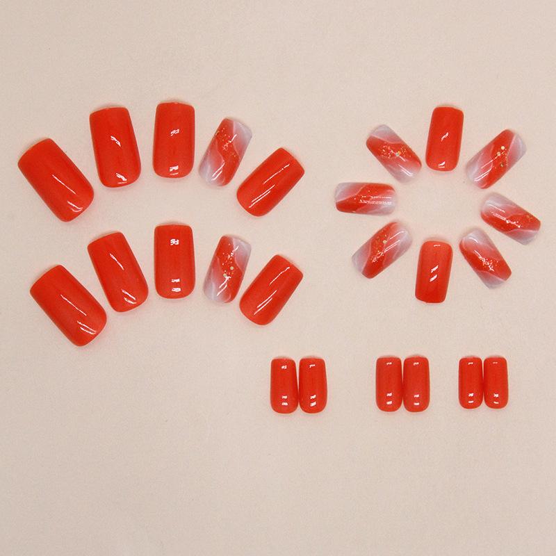 Vitality Orange Girl Sweet Manicure Europäischer und amerikanischer Modestil Gefälschte Nägel Fertiges Produkt Abnehmbares Manikürestück
