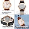 Men's Watch, Simple and Stylish, Classic Brown Leather Strap, Waterproof, Business Analog, White, Perfect Gift for High School Students