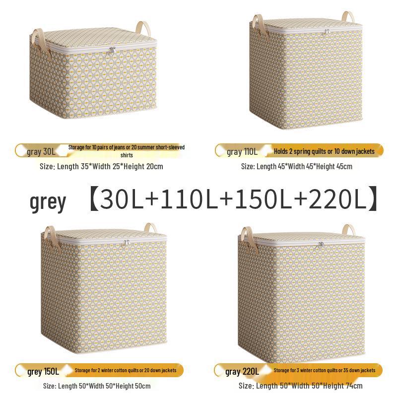 Gray Non-Woven Fabric Clothing Storage Bag - Jumbo Organizer for Bedroom