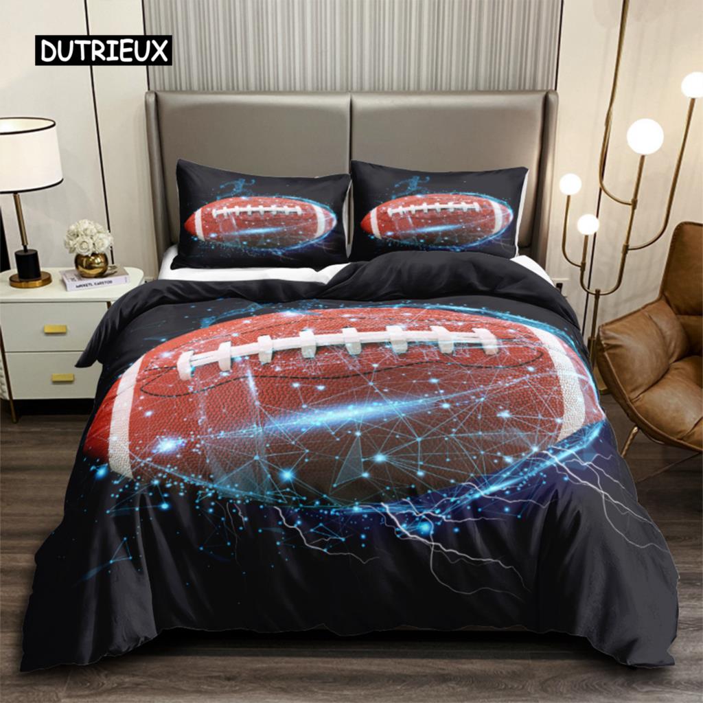 Football Quilt Cover Package Three-Dimensional Sports Football Bed Linen Package Pillowcase for Boys Teens Double Size Queen Dimension King Dimension