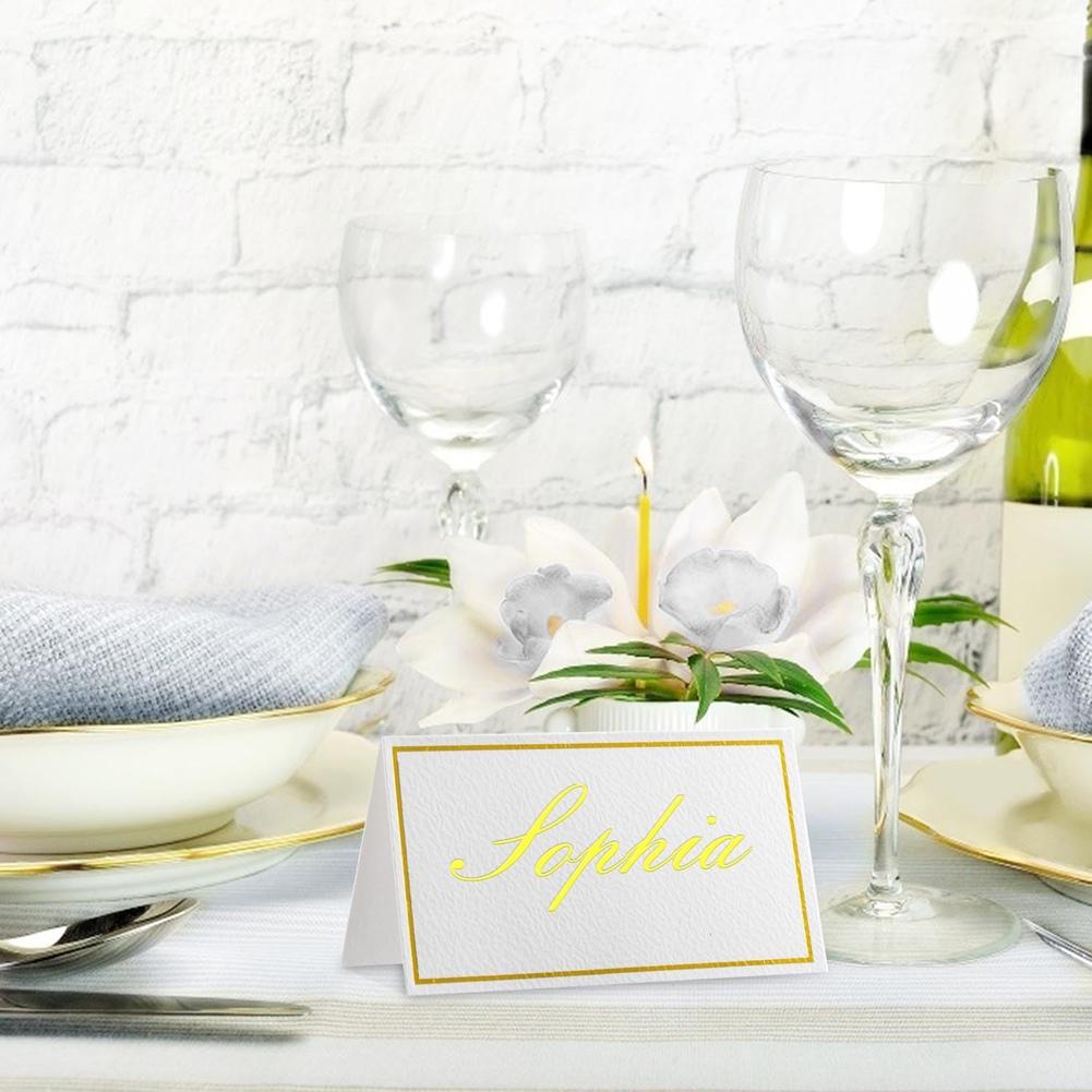 Good-120Pcs Premium Place Cards,Small Table Cards With Gold Foil Border, 2 X 3.5In Tent Cards,Wedding Place Cards For Wedding