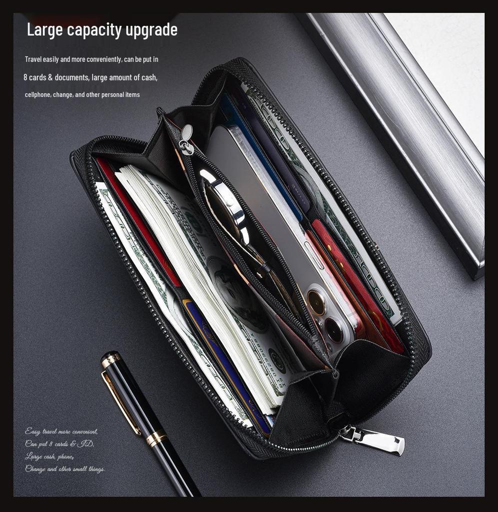 Men's RFID Anti-Theft Carbon Fiber Wallet - Large Capacity with Multi-Card Slots and Coin Purse