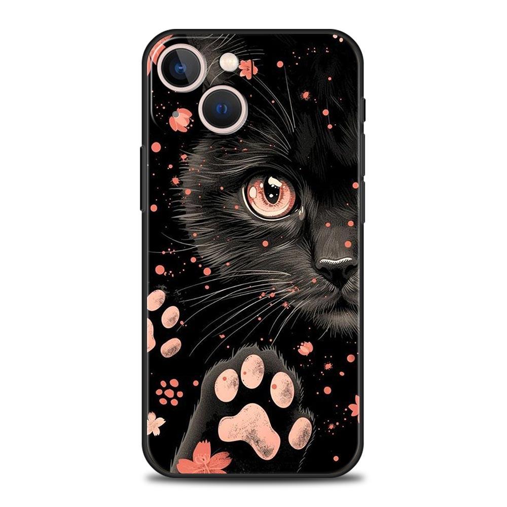 Cute Cat Phone Case For iPhone 16 13 15 14 12 11 Pro MAX XR X SE XS 7 8 Plus Soft TPU Shell Cover