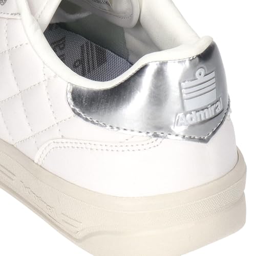 Admiral MARTON QUILT AD833 Sneakers, Unisex, White/Silver, Size 26.5cm