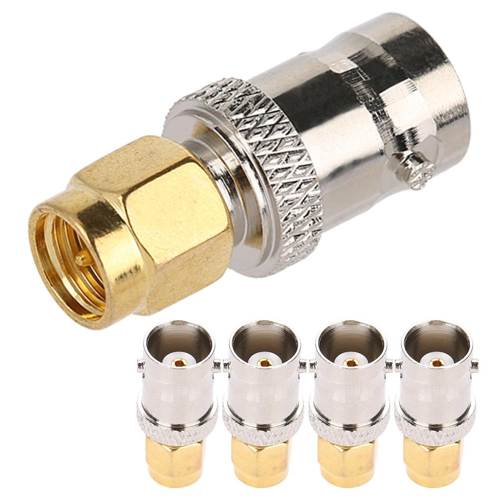 5PCS All Copper Radio Frequency Adapter SMA-BNC RF Adapter SMA Male Plug to BNC Female Jack