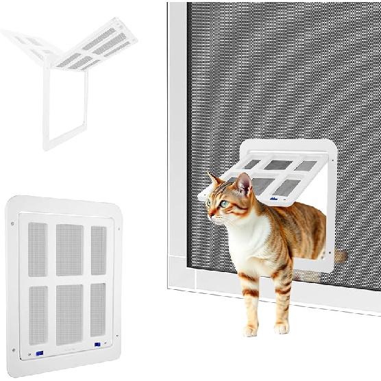 Enjoying Dog Door for Screen Door, Black, 11"x13" Opening, Doggie Door for Sliding Door, Screen Door with Pet Door Built in, Magnetic Swing Flap,
