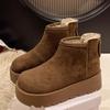Suede Platform Women Snow Ankle Boots Designer Short Plush Mid Heels Cotton Shoes 2025 Trend Winter Warm Casual Botas De Mujer