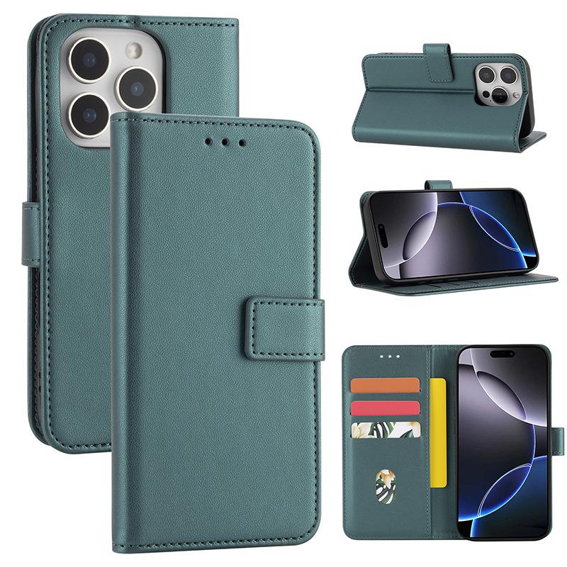 The new fashionable solid color simple mobile phone protective case is suitable for Apple 16promax folding case.