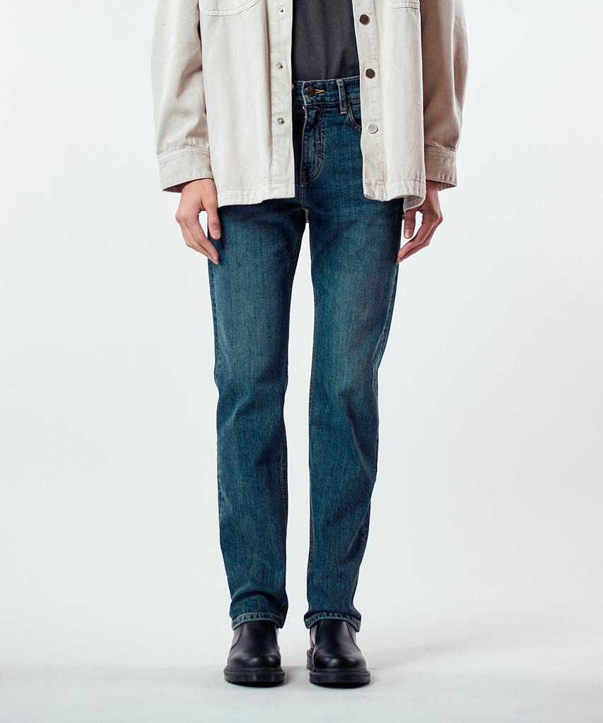 Pillogeulaem Washed Slim Denim Pants (Blue)