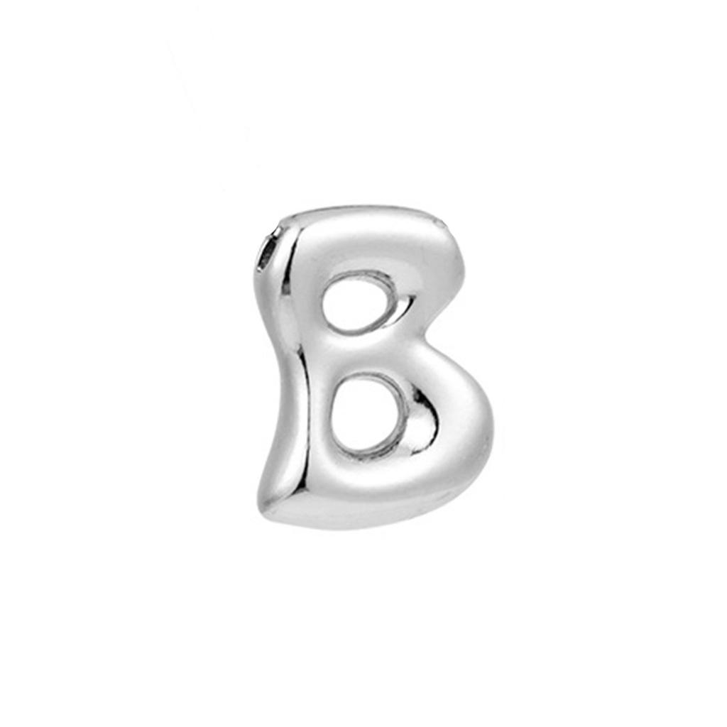 Creative A-Z Balloon Bubble Letter Pendant Necklace for Women Silver Plated Chunky Stainless Steel Necklaces  Gift