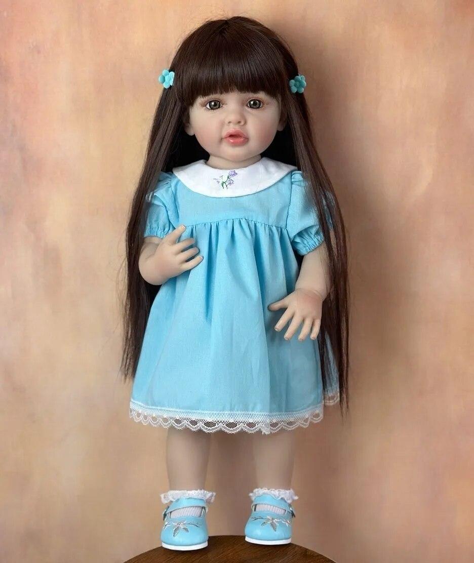 

BZDOLL Can Stand Doll Lifelike 55 CM Full Body Silicone Reborn Baby Alive 22 Inch Newborn Bebe Play House Toy Birthday Gift For Child