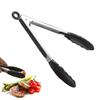 1 Pc Black Silicone Food Tongs, Stainless Steel Food Tongs Outdoor BBQ Clamps for Camping Kitchen Tongs for Baking Steak