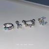 Colorful Zirconium Titanium Steel Stud and U-Shaped Ear Cuff Earrings for Women