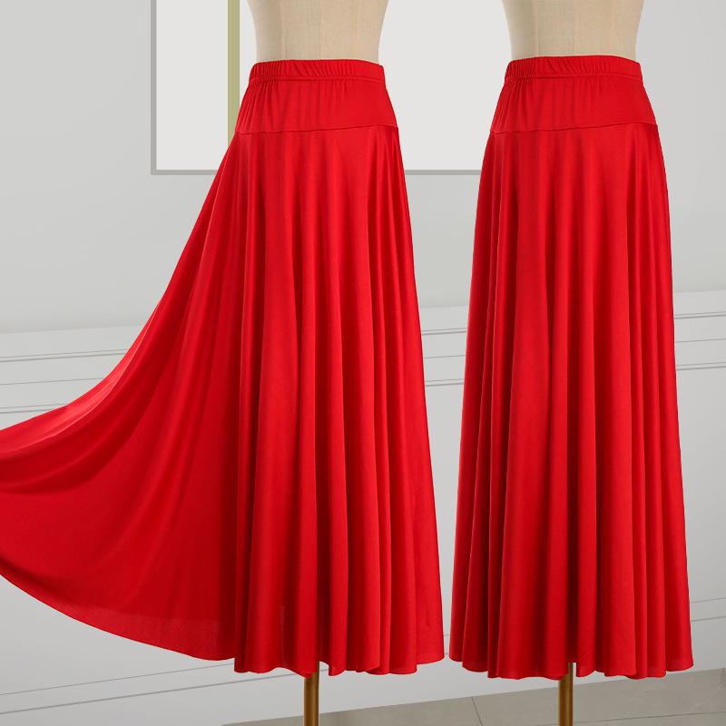 

2025 Новая однотонная юбка для танцев в стиле кантри и бальных выступлений с большим подолом 6XL