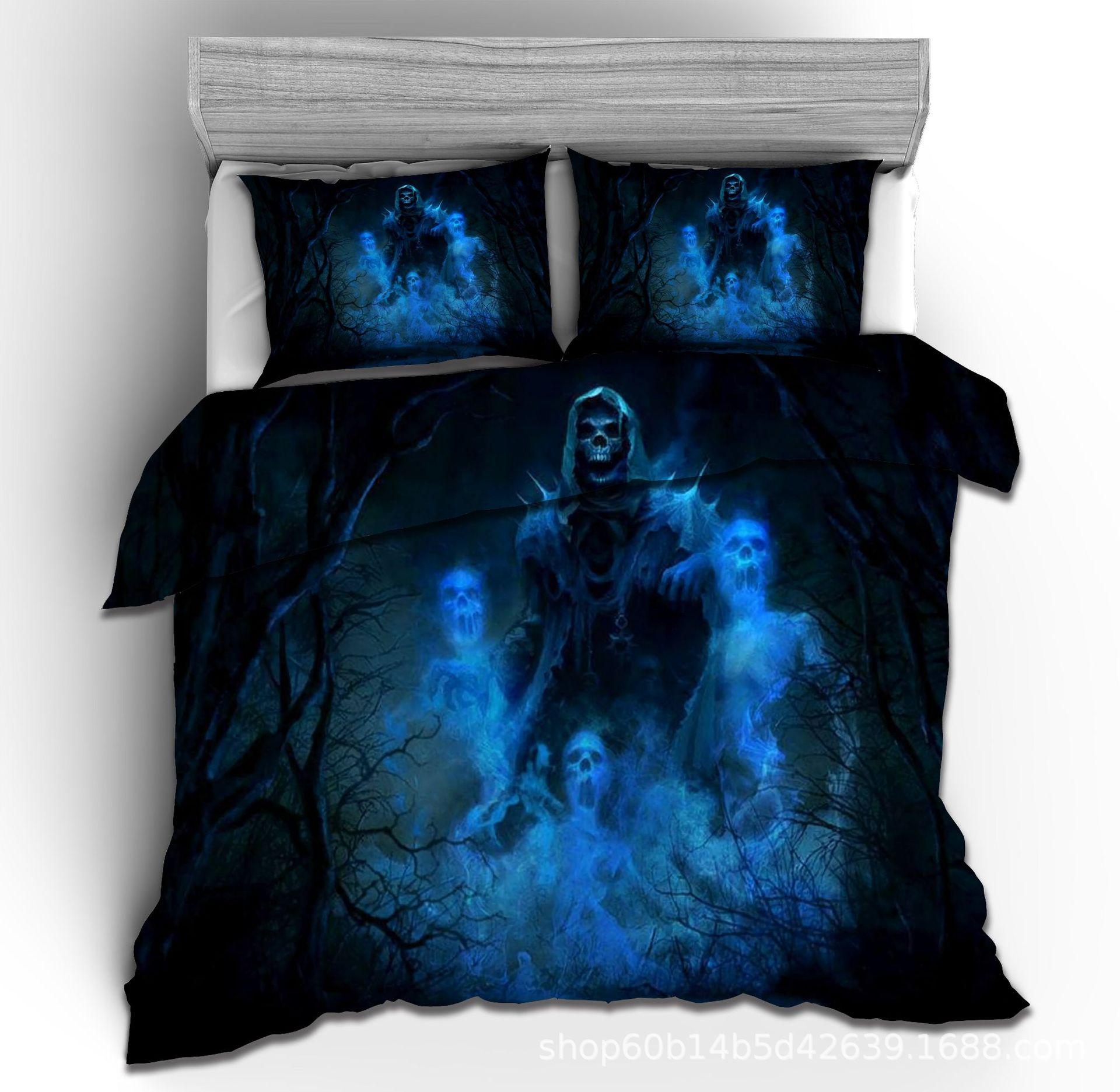 

Digital Printing 3D New Skull Rose Series Bedding Four-Piece Set Three-Piece Set 135x200 two-piece set