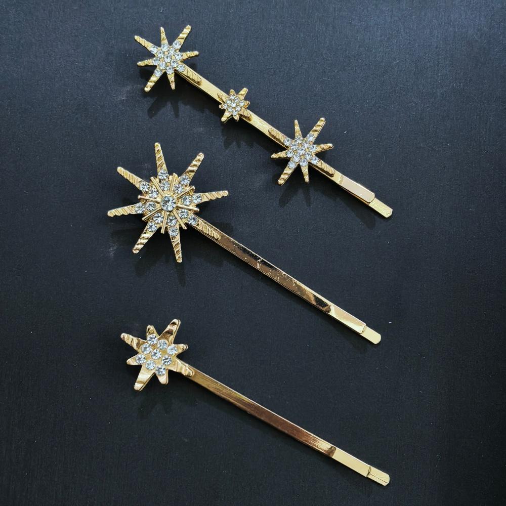 3/4 Stück Set Kristall Stern Haarspangen für Damen Mädchen Metall Haarspangen Luxus Damen Haarspangen Hochzeit Braut Haaraccessoires
