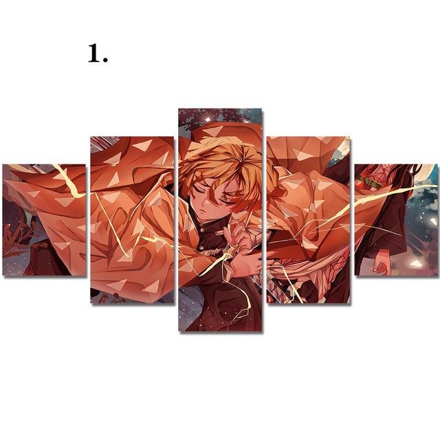 

Anime Canvas Paintings Art 5 Pieces Zenitsu X Nezuko Demon Slayer Posters HD Prints Modern Wall Pictures No Framework Home Decor 20x35 20x45 20x55cm