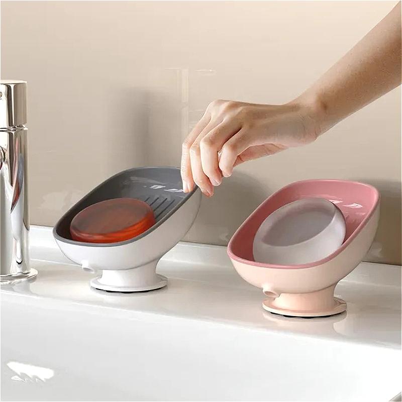 Super Suction Cup Soap Dish with drain water For Bathroom Soap Holder Kithn Sponge Holder Soap container Bathroom Supplies