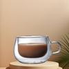 Double-Layer Heat-Resistant Coffee Cup with Handle - Transparent Glass for Home and Office Use