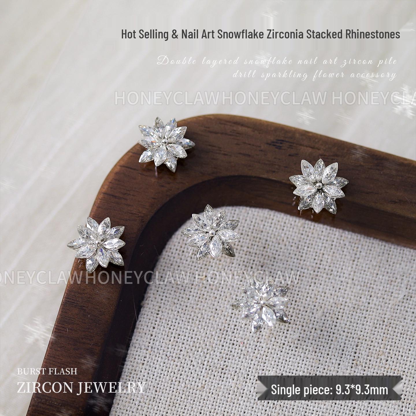 Winter Snowflake Zirconia Rhinestone Nail Art Decor