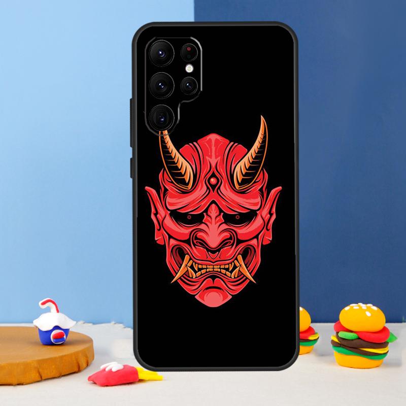 Japanese Samurai Oni Mask Phone Case For Samsung Galaxy S24 Ultra S9 S10 S20 FE S22 S21 S23 Plus S25 Ultra Cover Coque
