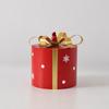 Iron Decorative Gift Box MetalFinish with Gilded Tie Bow Festive Round Metal