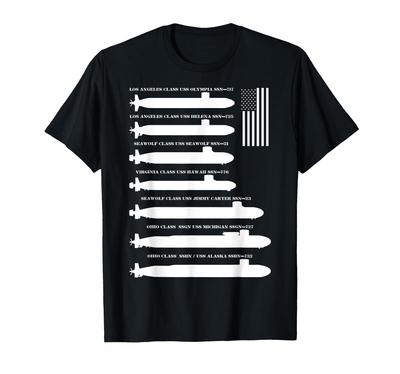 American Nuclear Submarine Silhouette USA Flag T-Shirt