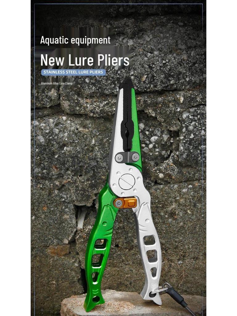 Fish-Shaped Aviation Aluminum Fishing Pliers with Split Ring and Line Cutter
