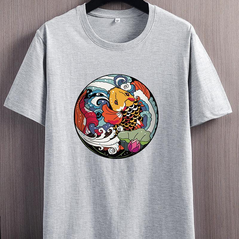 Uomo 's Manica Corta Girocollo Largo Estate Cotone 