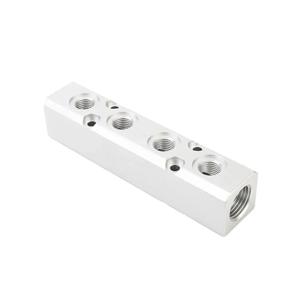Air Hose Manifold Blocks G1 4 Port Pump Splitter Threaded Fitting High Hardness Inline Smooth Anti Oxidation Convenient Cylinder