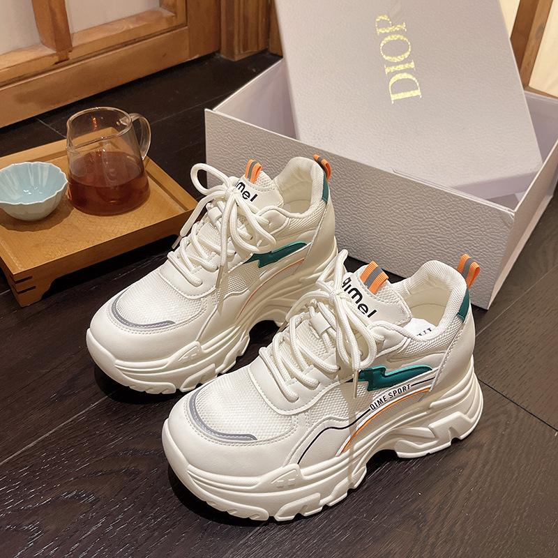 Inner height increase dad shoes women 2025 spring and summer new mesh breathable thick sole small light sports little white shoes tide
