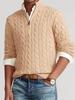 European Size Men's Autumn Winter Cable Knit Half-High Collar Sweater