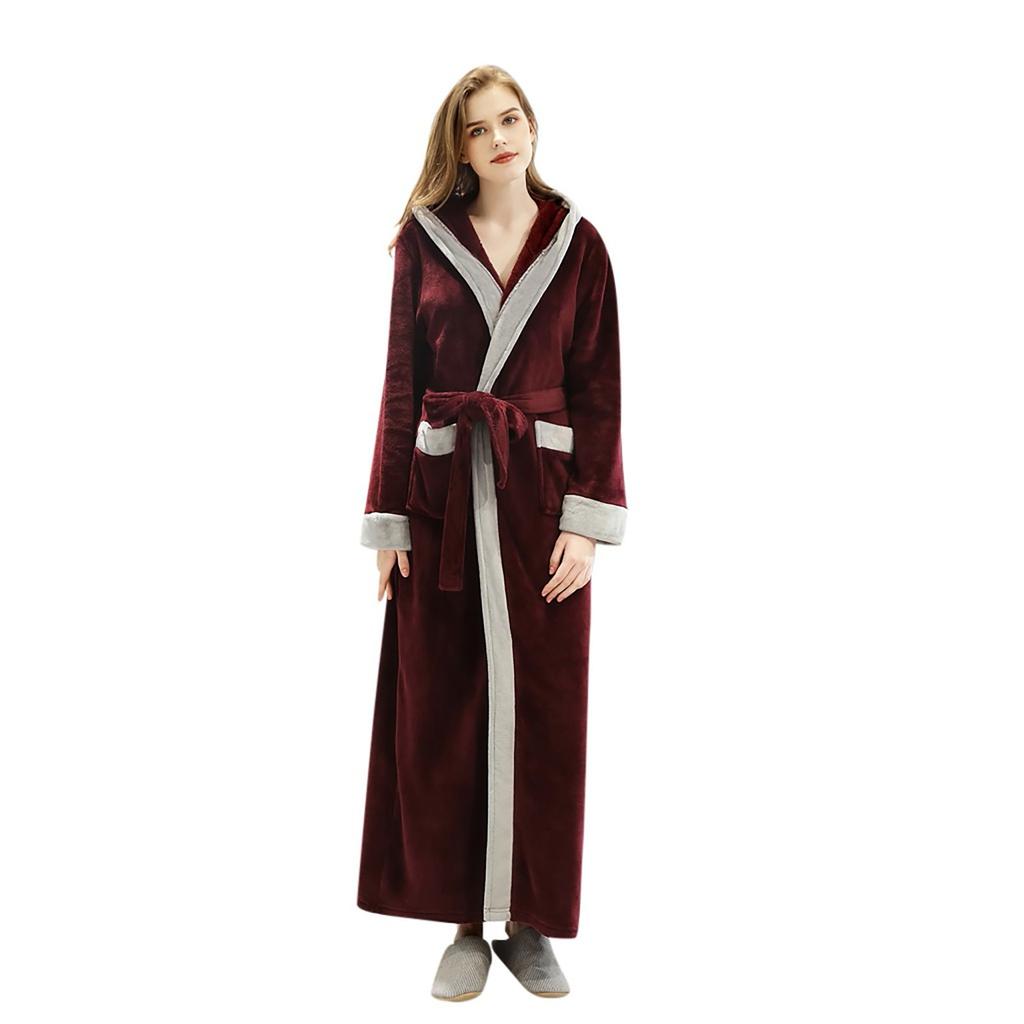 Couples Winter Lengthened Bathrobe Splicing Home Clothes Long Sleeved Robe Coat