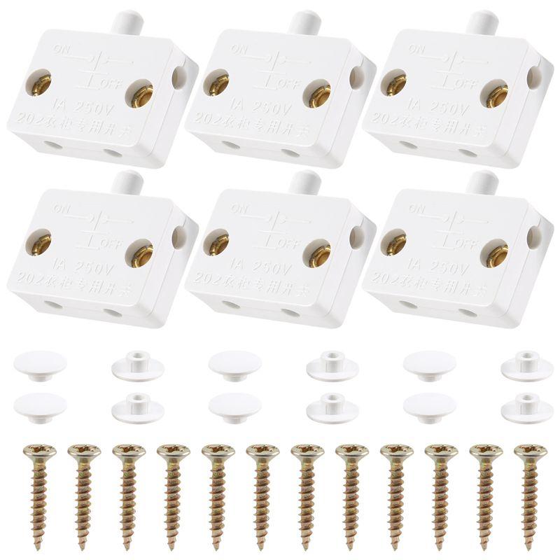 

2025 Trend 6Pcs Door Led Switch For Closet Light,Normally Closed Cabinet Electrical Lamp Switches,For Closet Pantry Cabinet білий