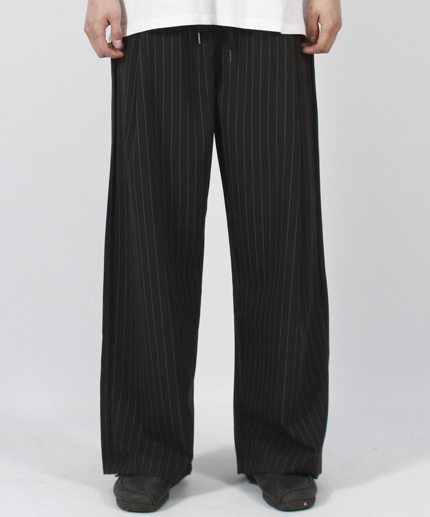 Deumakeu M Solid Stripe Wide Pants Black