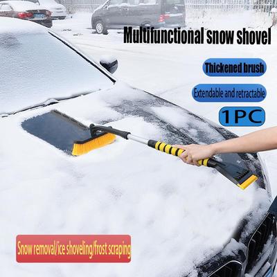 1 Multi-function Telescopic Car Snow Shovel, Snow Brush, Frost Scraper, Aluminum Alloy Telescopic Rod Does Not Damage the Car Paint