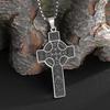 Stainless Steel Irish Celtic Knot Cross Pendant Necklace for Men Women Fashion Lucky Amulet Jewelry