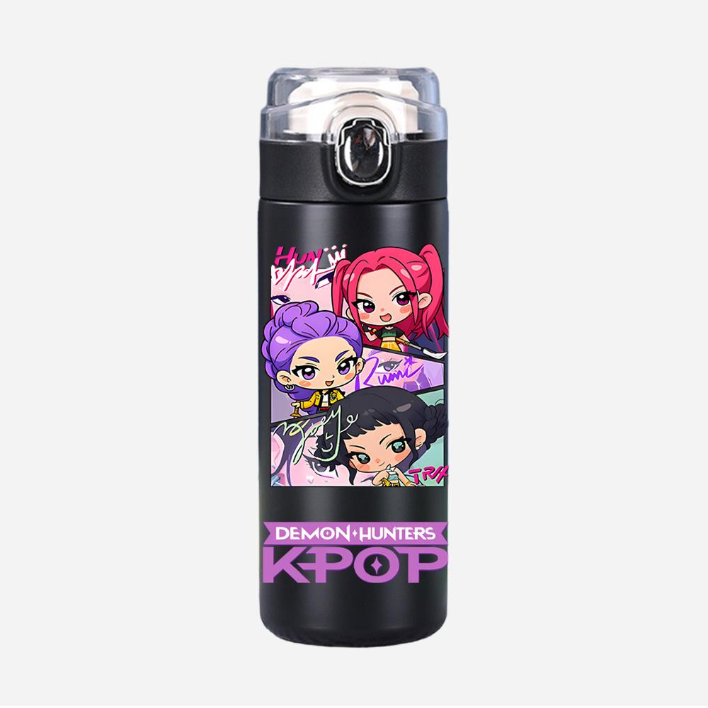 

Anime K-Pop Demon Hunters Printed Thermos Cup Portable Stainless Steel 400Ml Water Bottle Leak Proof Camping Water Cup Gift