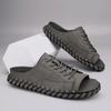 New New Casual Top Leather Slippers Handmade with Personalized Lace Up and Super Fiber Leather Sandals Plus Size 39-46