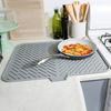 Silicone Drain Mat Quick-Drying Design Raised Ridges Bottom Slope Dish Drainer Kitchen Dining Room Sink Organizer Mat