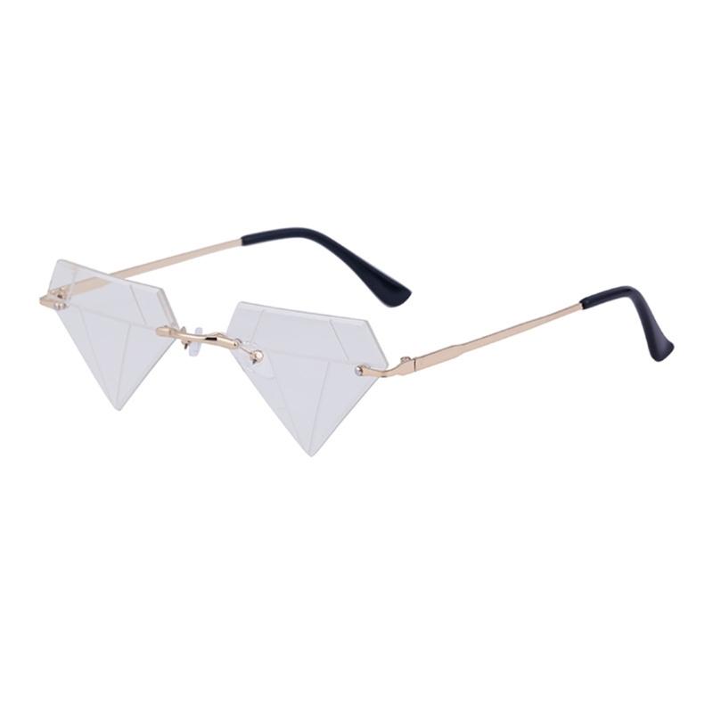 Rave Party Sunglass Triangle Diamond Shaped Sunglasses Women Rimless Sunglasses