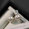 925 Sterling Silver Pearl Earrings for Women, Luxury Zircon Dangle Earrings, Elegant Wedding Jewelry Gift