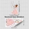 Pink Princess Dress Girl Wall Sticker for Girls Bedroom Heart Petal Dreamy Home Decor