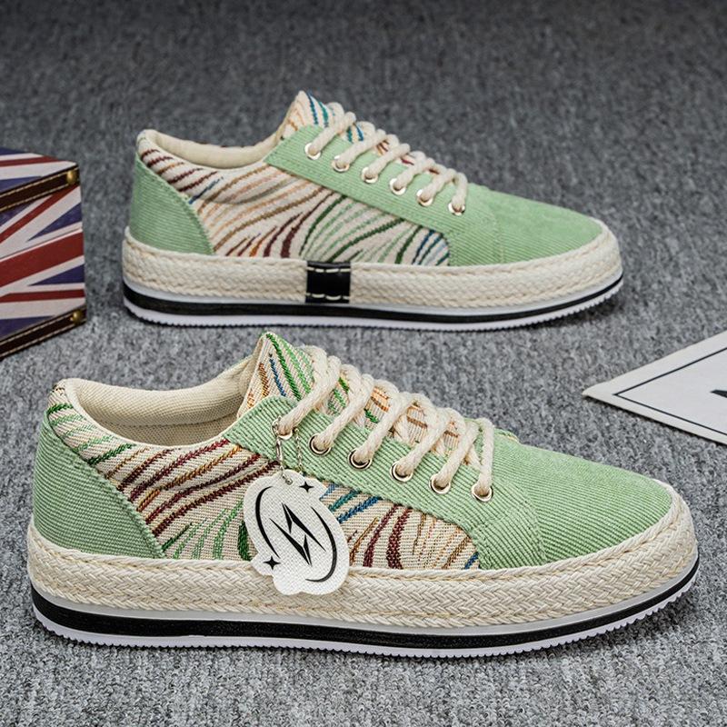 

Straw cloth shoes men s personalized trend board shoes spring 2025 new corduroy men s shoes casual fisherman shoes student 44