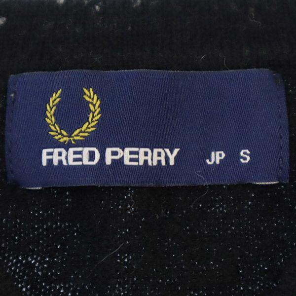 FRED PERRY One-point embroidery pattern Long sleeve V neck sweater S knit Women Used